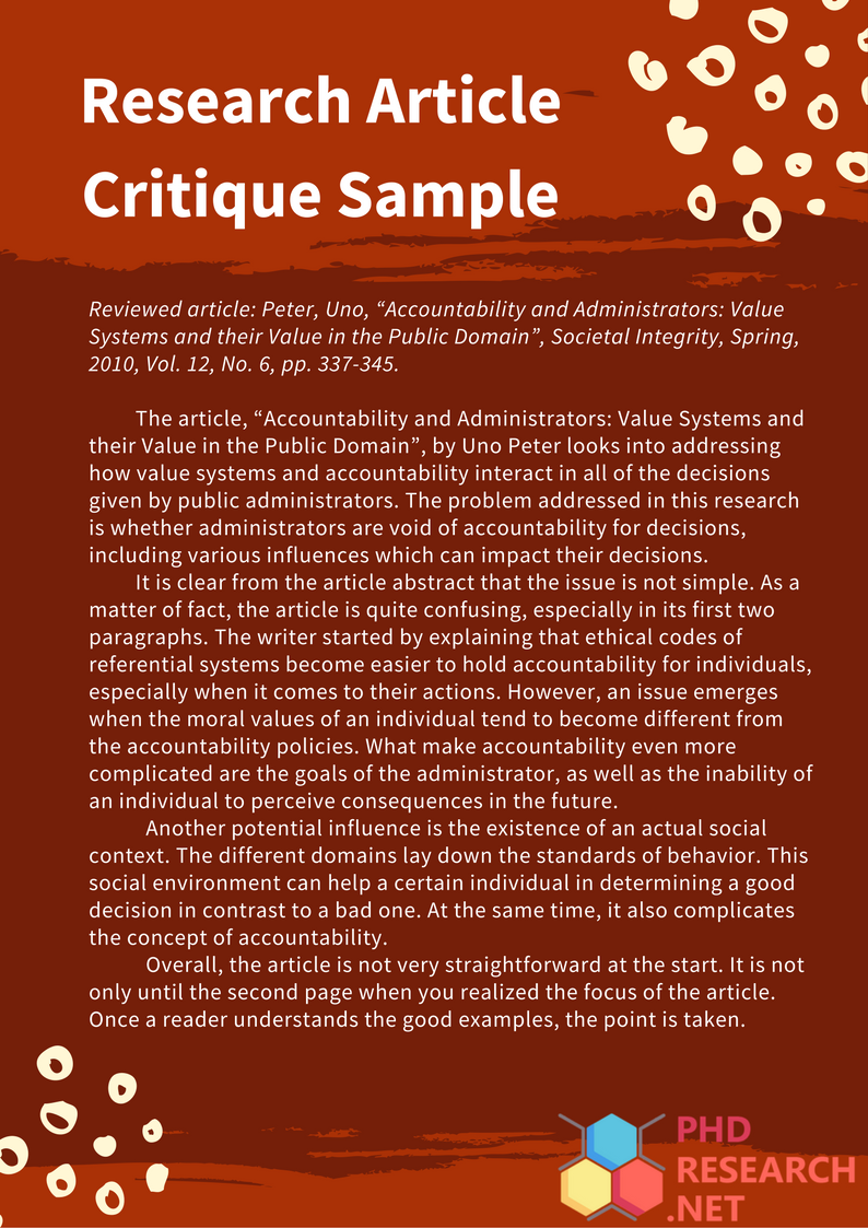 writing a critique of a research article