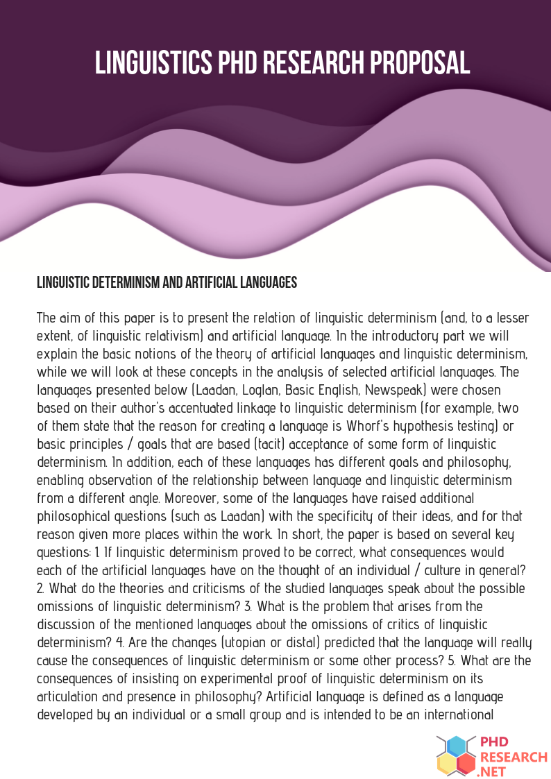 sample of research proposal in linguistics